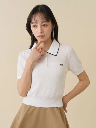 LACOSTE Bow-Tie Polo Knit Top