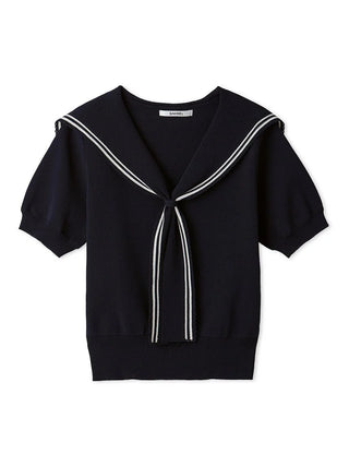 Cool-Touch Sailor Collar Knit Top