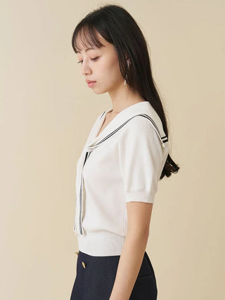 Cool-Touch Sailor Collar Knit Top