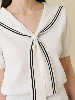 Cool-Touch Sailor Collar Knit Top