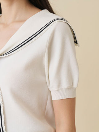 Cool-Touch Sailor Collar Knit Top