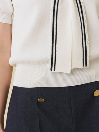 Cool-Touch Sailor Collar Knit Top