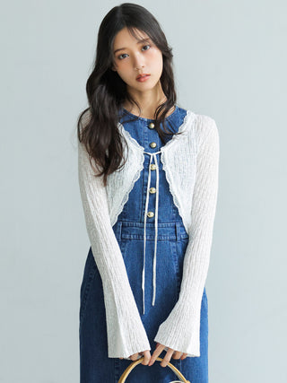 Lace Trim Cropped Cardigan