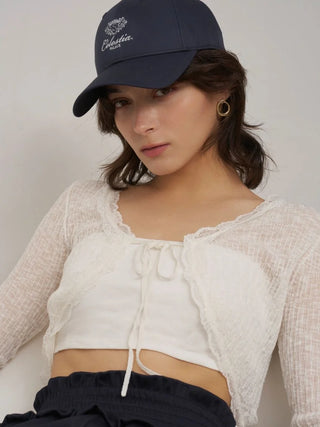 Lace Trim Cropped Cardigan