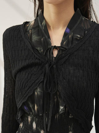 Lace Trim Cropped Cardigan