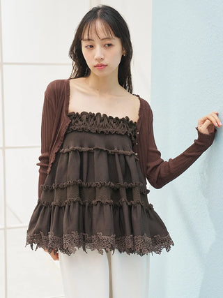 Lace-Trim Sheer Cardigan