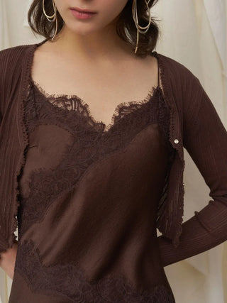 Lace-Trim Sheer Cardigan