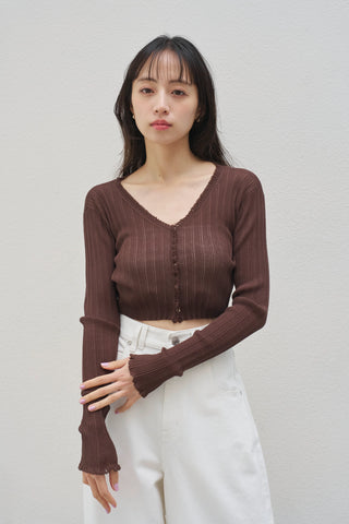 Lace-Trim Sheer Cardigan