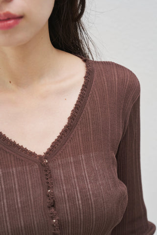 Lace-Trim Sheer Cardigan