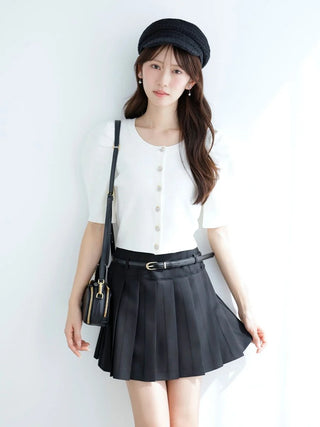 Fruit Button Puff Knit Cardigan
