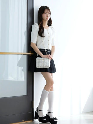 Fruit Button Puff Knit Cardigan