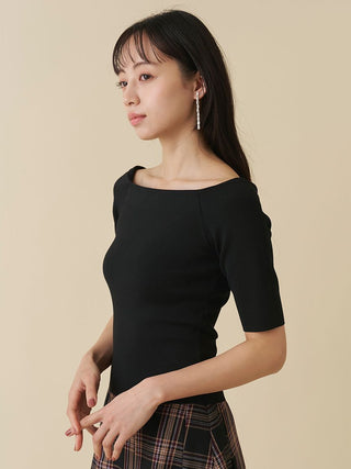 Off-Shoulder Simple Knit Top