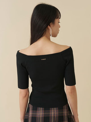 Off-Shoulder Simple Knit Top