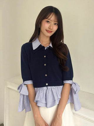 Layered Shirt Knit Top