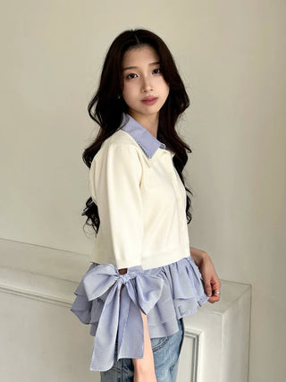 Layered Shirt Knit Top