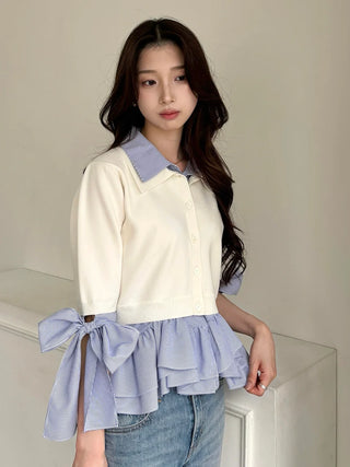Layered Shirt Knit Top