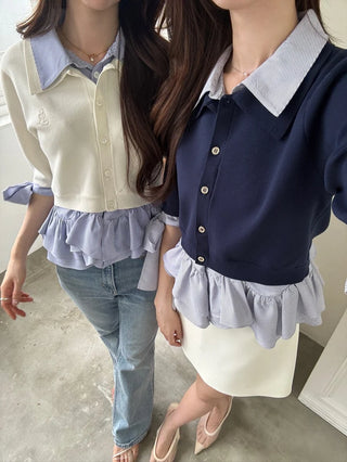 Layered Shirt Knit Top