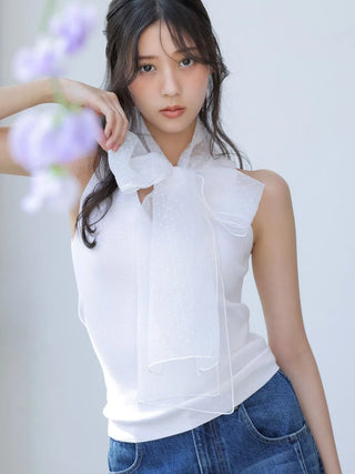 Organza Bow Sleeveless Top