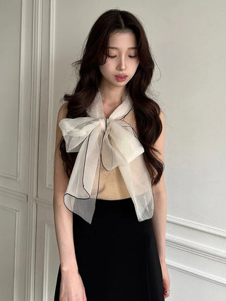 Organza Bow Sleeveless Top