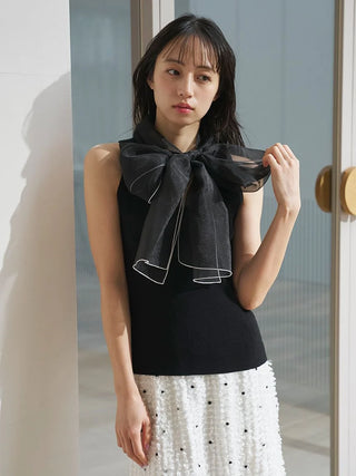 Organza Bow Sleeveless Top