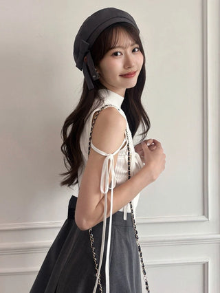 Lace-Up Ribbon Knit Pullover