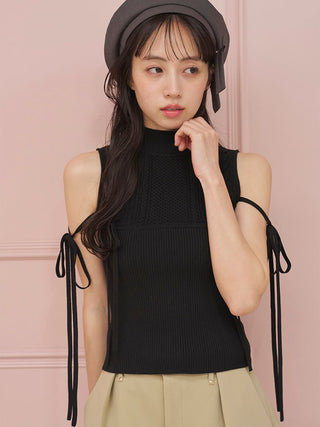 Lace-Up Ribbon Knit Pullover