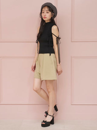 Lace-Up Ribbon Knit Pullover