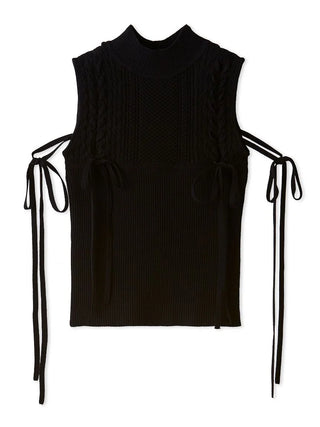 Lace-Up Ribbon Knit Pullover