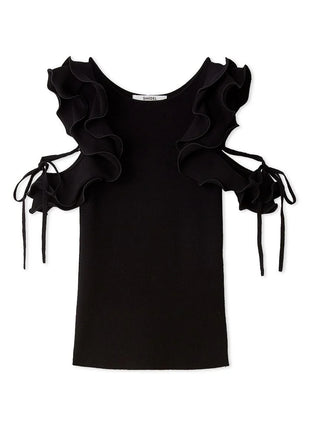 Ruffle Cold Shoulder Knit Top
