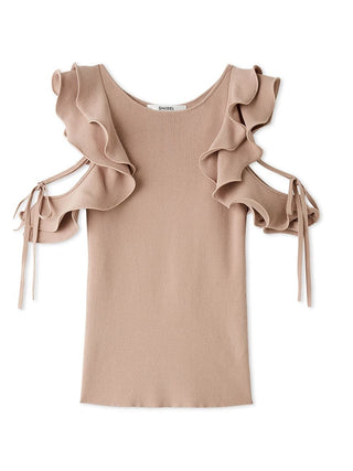 Ruffle Cold Shoulder Knit Top