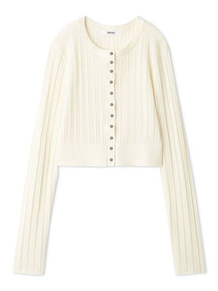 新品！pois compact rib cardigan ホワイト Light Rib Knit Cardigan – SNIDEL