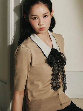Bow Tie Lace Knit Top