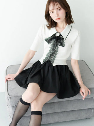 Bow Tie Lace Knit Top