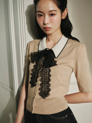 Bow Tie Lace Knit Top