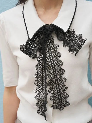 Bow Tie Lace Knit Top