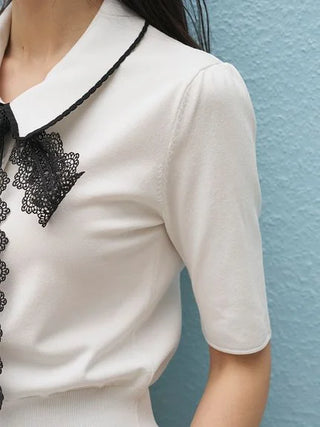 Bow Tie Lace Knit Top