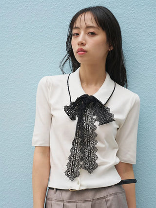 Bow Tie Lace Knit Top