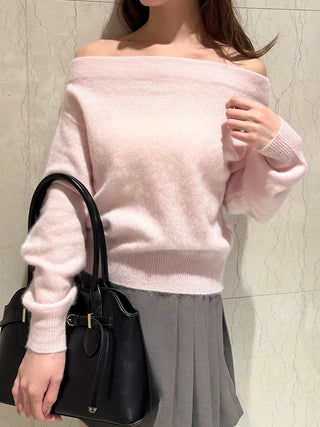 Wool Mink Off-Shoulder Pullover