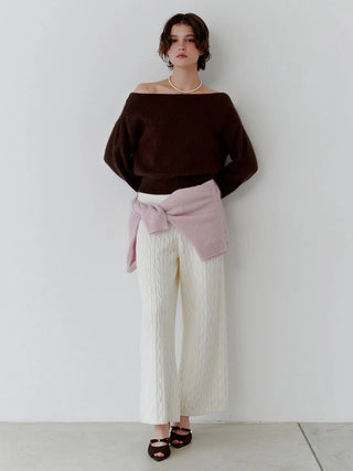 Wool Mink Off-Shoulder Pullover