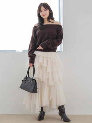Wool Mink Off-Shoulder Pullover