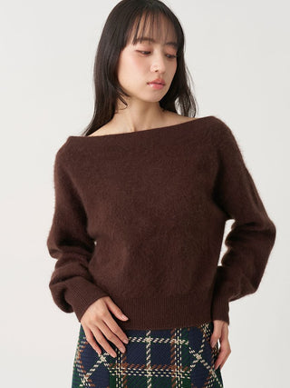 Wool Mink Off-Shoulder Pullover