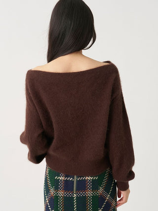 Wool Mink Off-Shoulder Pullover