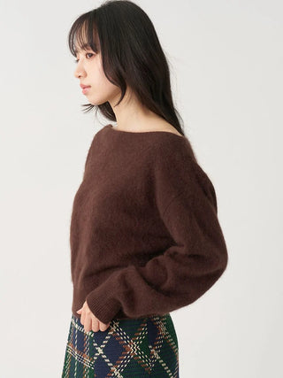 Wool Mink Off-Shoulder Pullover