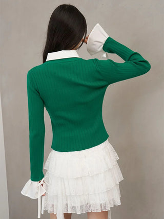Shirt Layered Knit Top