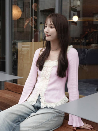 Ruffle Detail Knit Top