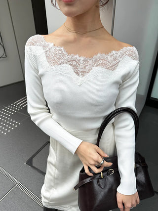 Lace Off-Shoulder Knit Pullover