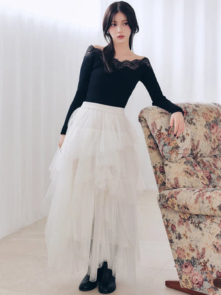 Lace Off-Shoulder Knit Pullover