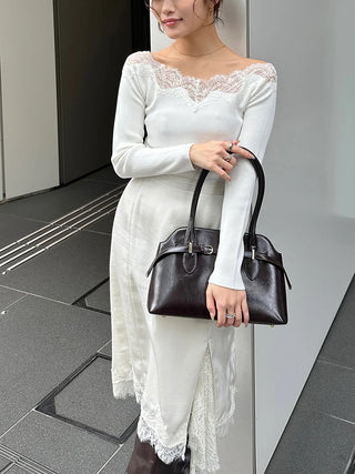 Lace Off-Shoulder Knit Pullover