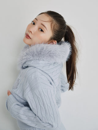 Faux Fur Knit Hoodie