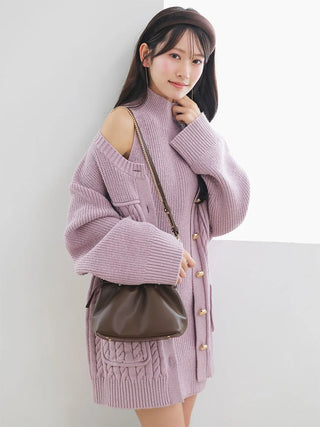 Gold-Button Mid-Length Cardigan